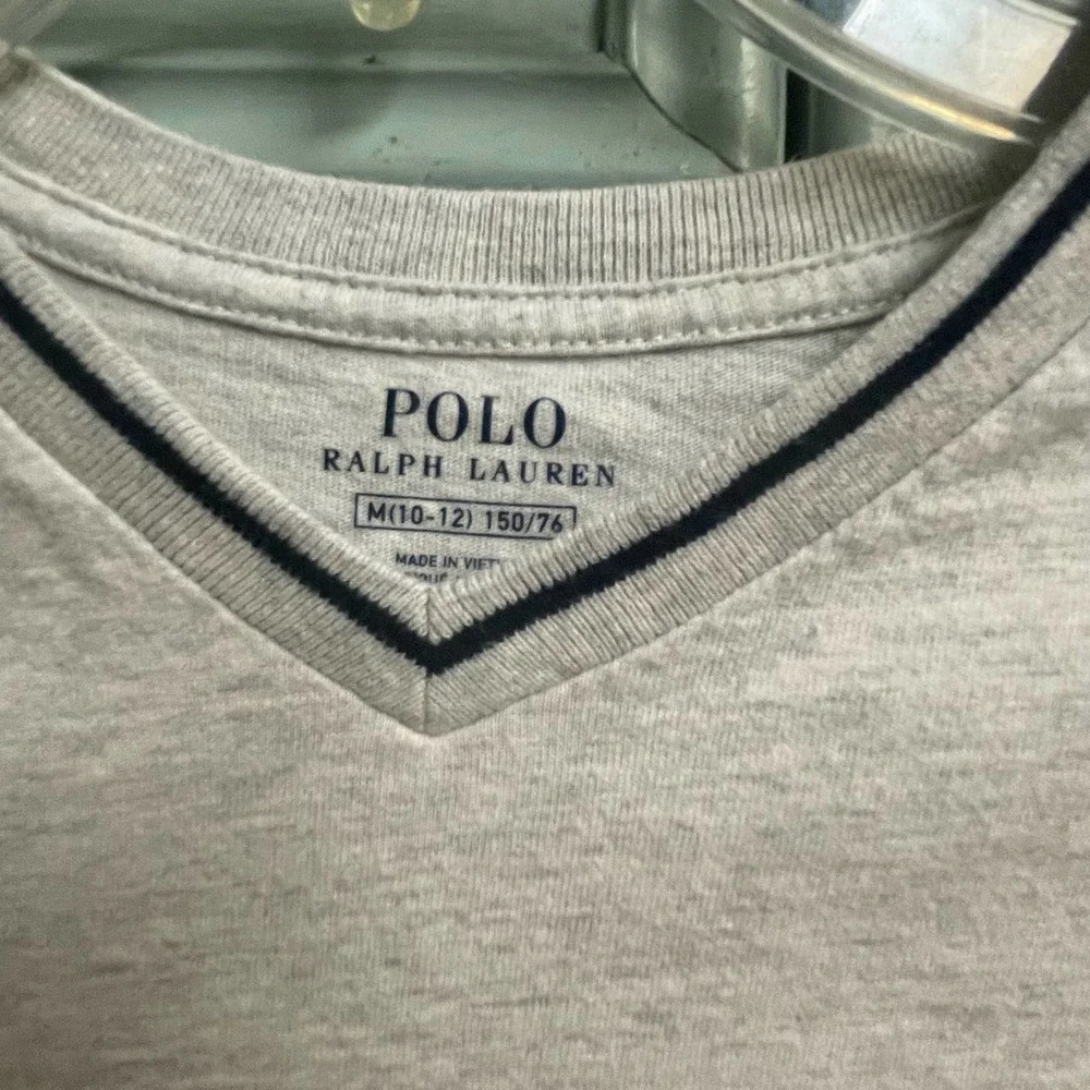 Polo Ralph Lauren V-Neck T-Shirt Sz 10-12 Gray